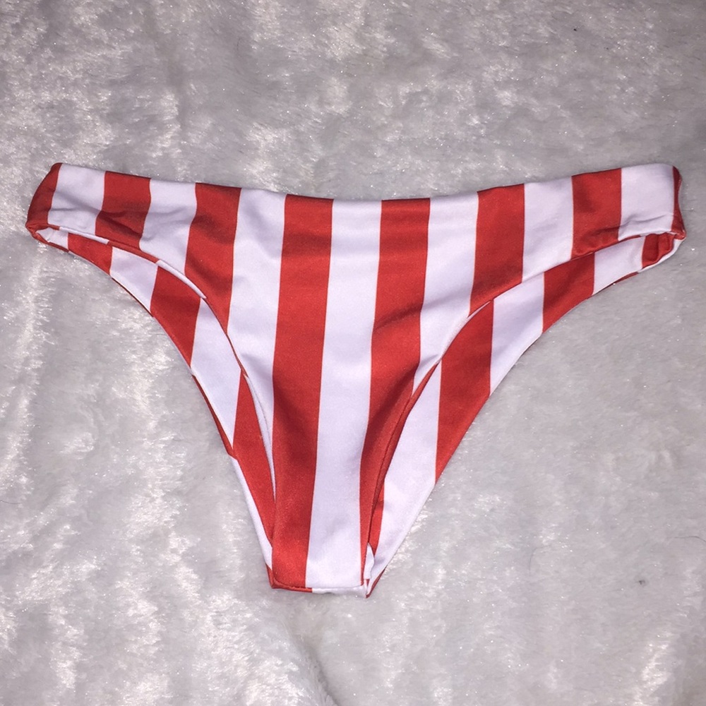 red and white vertical striped bikini bottoms